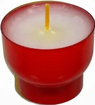 Produktbild von Opferlichte 7 Stunden Weiß mit roter Mehrweg-Kunststoff-Hülle 40 x Ø 47 mm, 300 Stück