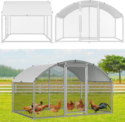 Obrázek produktu pro Izrielar výběh 3x2x2m s obloukovou střechou - kovový kurník s výběhem o rozloze 6 m², dvířky a zámkem - výběh pro kuřata, malá zvířata a rostliny