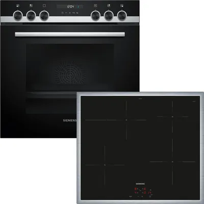 Produktbild von Siemens HE517BBS4 + EI645CFB6E, Zonen-Induktionskochfeld, 4 Zone(n), Glaskeramik, Schwarz, Berührung, 58,3 cm