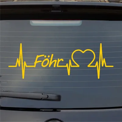 Produktbild von Heckscheibenaufkleber Föhr Herzschlag Puls Insel Nordsee Liebe 55x18 cm Gelb Auto Aufkleber Sticker
