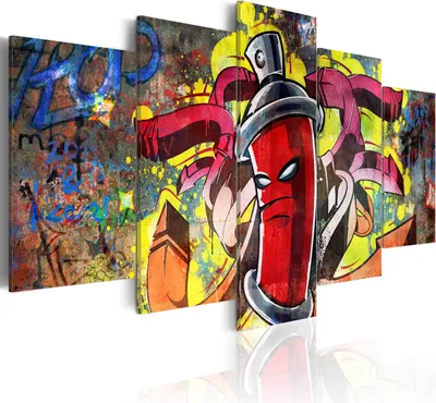 Zdjęcie produktu dla Nowoczesna fototapeta 020105-13 (100x50) - 5 elementów Zdjęcia na płótnie z włókniny Dekoracja ścienna Graffiti