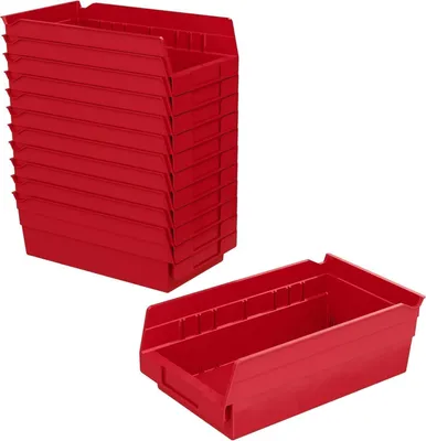 Immagine prodotto di Set di 12 contenitori in plastica, dimensioni 30,5 x 15,2 x 10,2 cm, colore rosso