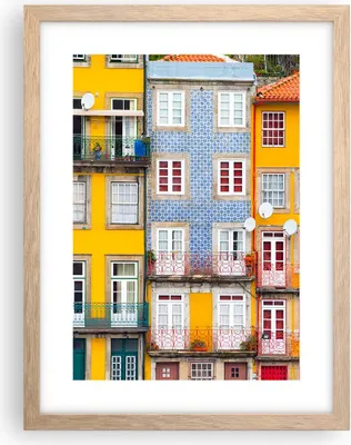 Produktbild von Gerahmtes Poster - Rahmen in heller Eiche - Casas Ribeira Porto - 30x40 cm - Wand Bild - Wanddeko - Wandbilder - Wandposter - Bilderrahmen - Bilder - Kunstdruck - Wandbild - P2NPA30x40-4249