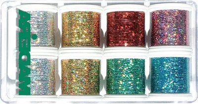 Productafbeelding van Metallic Spectra Box - Holografische Garen - Bijzondere Effecten - Lichtreflecterend Folie - 8 Spoelen 100m - Helder