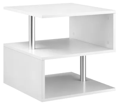 Produktbild von HOMCOM Beistelltisch Couchtisch mit 3 Regalen Nachttisch Sofatisch Weiß