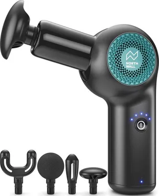 Produktbild von Famanu Massagegerät mit 4 Massageköpfen für Muskelregeneration und Entspannung - Schwarz