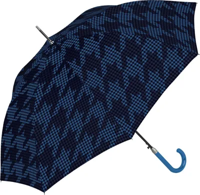 Produktbild von Stockschirm Damen Automatikregenschirm Windproof Hahnentrittmuster Cachemir Blau