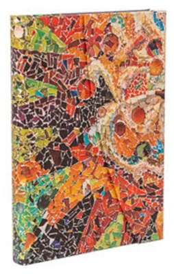 Produktbild von Tagebuch im Hardcover-Einband mit "Gaudi's Sun" (Gaudi-Mosaik) Design, mit Innenfutter und Umschlagverschluss