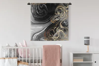 Produktbild von MuchoWow® Wandteppich Wandbehang Marmor - Kupfer - Weiß - Schwarz 90x90 cm Tapisserie Dekoration Wandtuch - Wandaufhänger