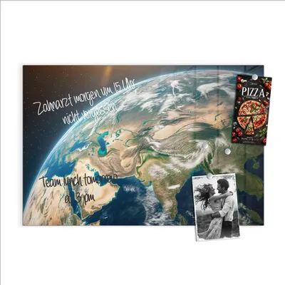 Produktbild von Magnettafel 90x60cm Pinnwand Whiteboard beschreibbar - Erde aus dem All