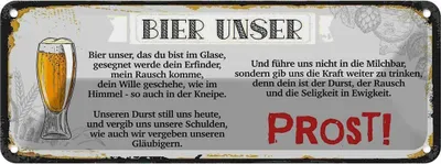 Produktbild von vianmo Blechschild 10x27 cm Bier unser Prost Spruch Zitat
