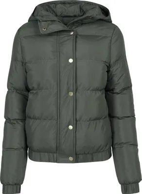 Produktbild von Urban Classics Übergangsjacke Damen Ladies Hooded Puffer Jacket oliv XS