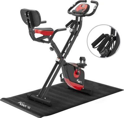 Productafbeelding van Opvouwbare fitnessfiets met LCD-display - 2-in-1 hometrainer met 16 weerstandsniveaus en hartslagmeters