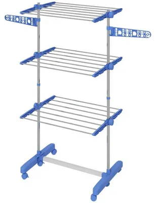Immagine prodotto di Asciugatrice pieghevole con ruote | Colore: Blu | Dimensioni: 55x142x152 cm