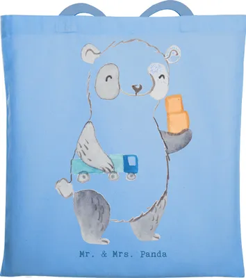 Produktbild von Mr. & Mrs. Panda Tote Bag Berufskraftfahrer Herz - Sky Blue - Geschenk, Tasche, Shopping, Schultasche, Beutel, Jutebeutel