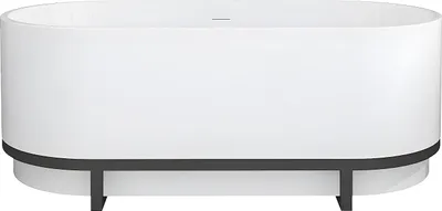 Produktbild von Ovale freistehende Badewanne mit Metalldekor - 230 L - 160 x 75 x 60 cm - Weiß - Acryl - PLECO