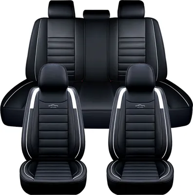 Produktbild von 11tlg Elegant 5 Sitz Auto Sitzbezüge Schonbezüge Komplettset Kunstleder -White