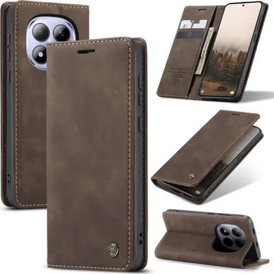 Immagine prodotto di Custodia per Xiaomi Redmi Note 15 Pro 5G Custodia in Finto cuoio retrò con funzione di supporto Custodia protettiva Caffè
