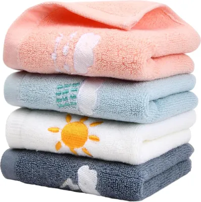 Productafbeelding van Waslappen voor baby's en peuters, set van 4, 100% katoen, 30x30 cm