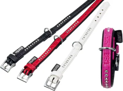 Produktbild von Karlie Halsband Monte Carlo Kunstleder Strass in div. Farben und Größen, Farbe:schwarz einreihig, Größe:27 cm x 14 mm
