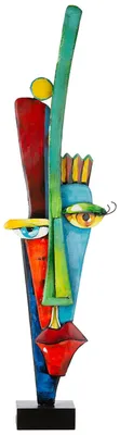 Zdjęcie produktu dla Figura rzeźbiarska, wąska, "Alta fronte", motyw twarzy, metal, wielokolorowa, opakowanie zbiorcze (VE) 1 szt., długość: 13 cm, szerokość: 28 cm, wysokość: 101 cm, numer katalogowy: 44868, kod produktu: 4063387448687