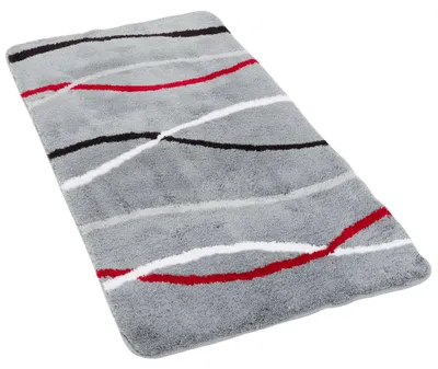 Produktbild von Pacific Badteppich Nevis Silber Streifen, Größe:55x55 cm WC-Vorleger mit Ausschnitt