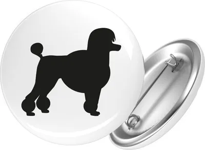 Immagine prodotto di Spilla "Huuraa" con sagoma di barboncino, 59 mm, rotonda, con spilla da balia – Idea regalo