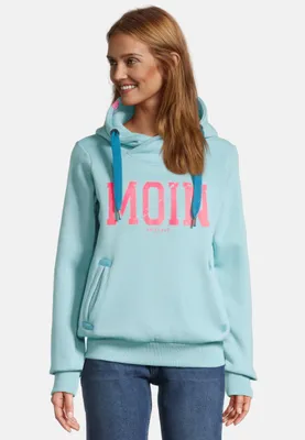 Produktbild von salzhaut Damen Hoodie SÜNN - MOIN XL Kuscheliger Kapuzenpullover für Frauen – Maritimer Pullover mit Print & dicken Kordeln – Designed in Hamburg
