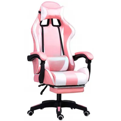 Obrázek produktu pro Růžové herní křeslo s polštářem a opěrkou na nohy HR-PINK