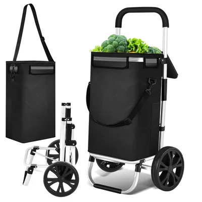 Produktbild von TolleTour Einkaufstrolley Einkaufswagen klappbar mit Robuste Einkaufstasche Einkaufshilfe 2in1 40L  bis 40 kg