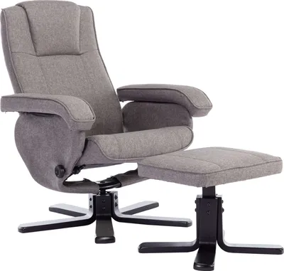 Image de SVITA Charles Fauteuil relax Tabouret Fauteuil TV Fauteuil pivotant Polyester Bois Gris