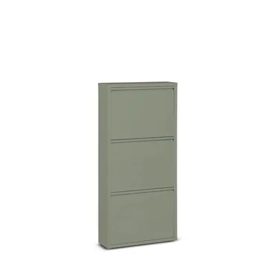 Obrázek produktu pro Kovový třídveřový botník - 50 x 15 x 103 cm - Prostorově úsporný a stylový botník - Moderní botníky - Úložný prostor na boty - Zelený