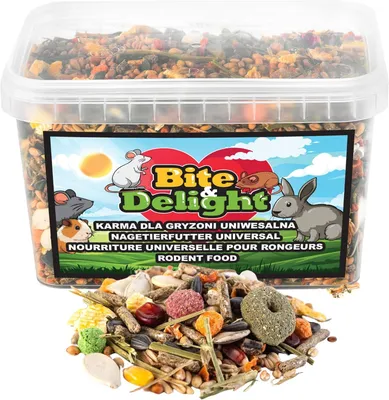 Produktbild von Bite & Delight krmivo pro hlodavce 3,1 kg - Přírodní obilné krmivo pro pískomily, myši, potkany a žako - Bez přísad - 5000ml