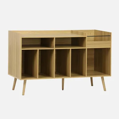 Produktbild von sweeek - Vintage-Möbel XL für Schallplatten mit Holzdekor 130 cm - Natur
