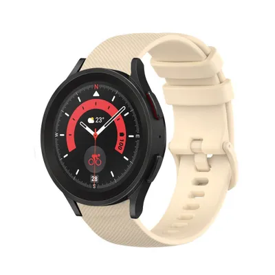 Produktbild von Strap-it Samsung Galaxy Watch 5 Pro Luxus-Silikonarmband (Beige)