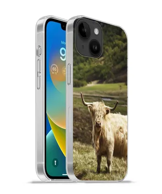 Produktbild von MuchoWow® Handyhülle Schutzhülle Hülle für Apple iPhone 14 - Softcase Schottische Highlander - Pfad - Wald Silikon Softcase Handy Hülle - Mobiltelefonhülle