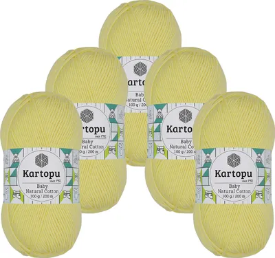 Produktbild von 0,5kg Kartopu Baby Natural Baumwolle Häkelgarn Strickgarn Acryl-Baumwolle Farbwahl, Farbe:K333 hellgelb