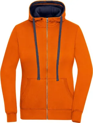 Produktbild von Sweat-Jacke mit Reißverschluss und Kapuze dark-orange/navy, Gr. M