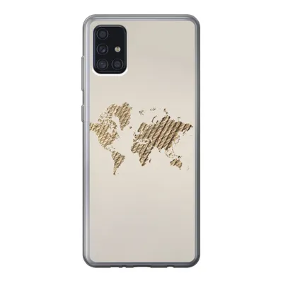 Produktbild von MuchoWow® Handyhülle Schutzhülle Hülle für Samsung Galaxy A52 5G Weltkarte - Seil - Braun Silikon Softcase Handy Hülle - Umschlag