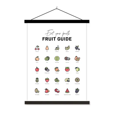 Produktbild von MuchoWow® Textilposter Küche - Lebensmittel - Obst 90x120 cm mit schwarzem Rahmen - Dekoration