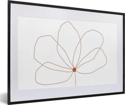 Produktbild von MuchoWow® Gerahmtes Poster Blume - Strichzeichnung - Natur 60x40 cm - Poster mit Schwarzem Bilderrahmen Wandposter Rahmen Foto Bilder - Schlafzimmer - Plakat in Rahmen - Drucken