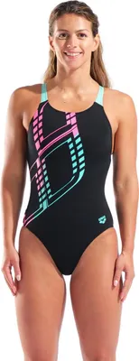 Produktbild von arena Badeanzug Damen Graphic Swimmsuit Swim Pro, Farbe:Fuchsia, Größe:36
