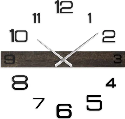 Obrázok produktu pre Minimalistické elegantné hodiny na stenu tmavé dubové drevo POPOKLES 80 cm - strieborné ručičky