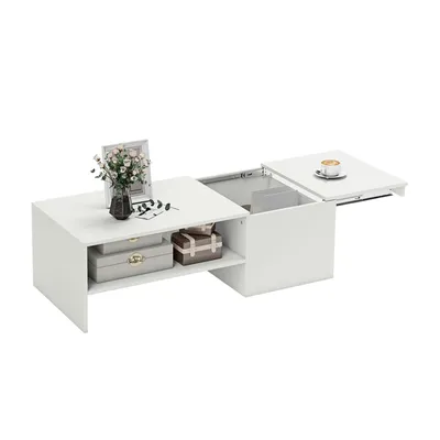 Produktbild von Tisch, Couchtisch, Esstisch, Wohnzimmertisch, höhenverstellbarer Tisch，Metallschienen, Spanplatte, Fußpads