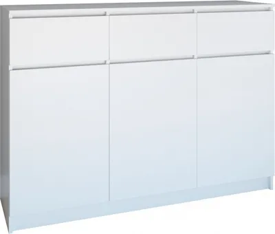 Produktbild von CDF moderne Kommode 3D3S (3 Türen, 3 Schubladen) | Farbe: weiß | Aktenschrank, für kleine Gegenstände | Ideal für Wohnzimmer, Schlafzimmer, Kinderzimmer, Jugendzimmer und Büro | Einlegeböden