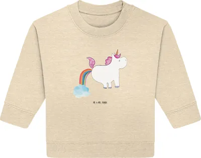 Produktbild von Mr. & Mrs. Panda Organic Baby Pullover Einhorn Pupsen 6. - 12. Monat - Natural Raw - Geschenk, Regenbogen, Unicorn, Freundin, Lustig, Erwachsenwerden, Bullover