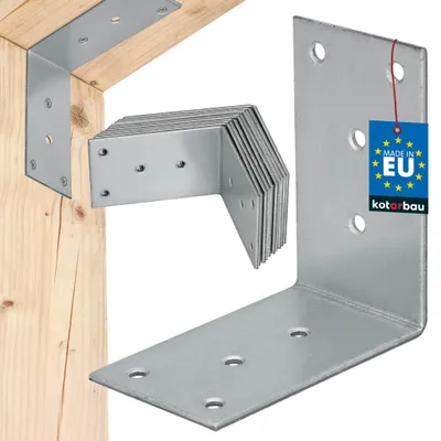 Obrázek produktu pro KOTARBAU® Sada 12 ks úhlových spojek, úhelníky pro těžké zatížení 75x75x45 mm, pozinkovaná ocel, úhelníky, stabilní, odolné, spojky pro nosníky, stříbrné