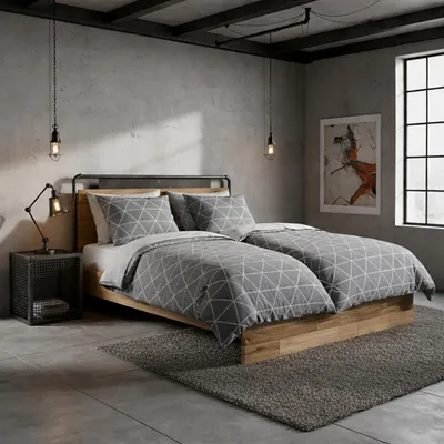 Produktbild von Microfaser Seersucker Bettwäsche 135x200 cm Anthrazit Grau – Rautenmuster – 100% Polyester – Bügelfrei & Trocknergeeignet
