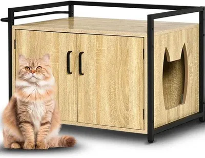 Produktbild von Famanu Katzentoilette mit seitlichem Eingang und multifunktionalem Schrank - Weiß