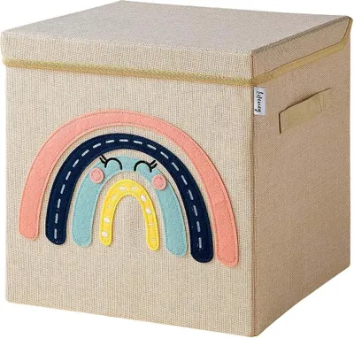 Produktbild von Lifeney Aufbewahrungsbox mit Deckel und Regenbogen I Spielzeugbox mit Motiv passend für Würfelregale I Ordnungsbox für das Kinderzimmer I Aufbewahrungskorb Kinder